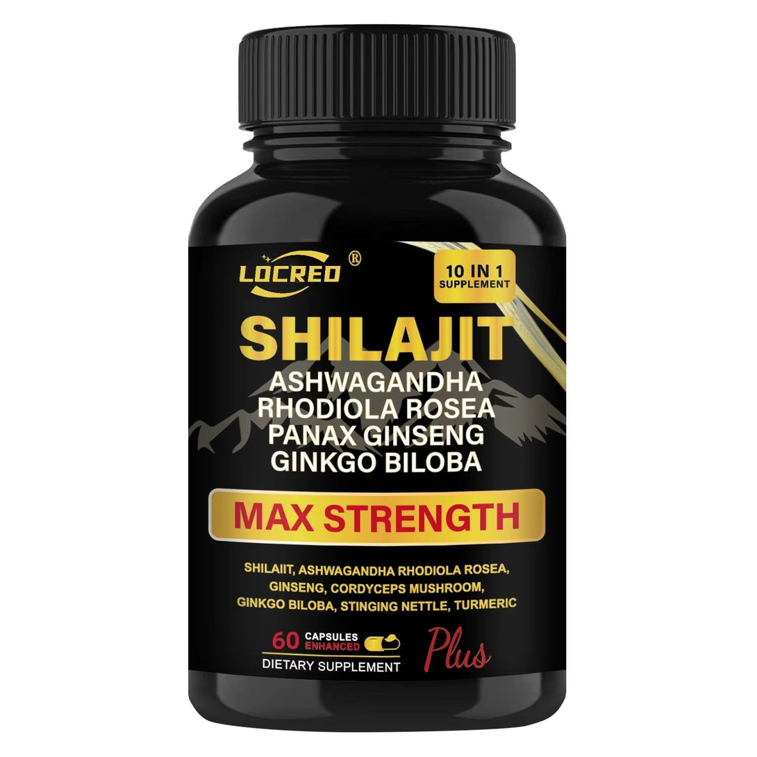 Shilajit Capsules Ashwagandha Extra Strength Dietary Supplement 60 Capsules - Shonovi Customs